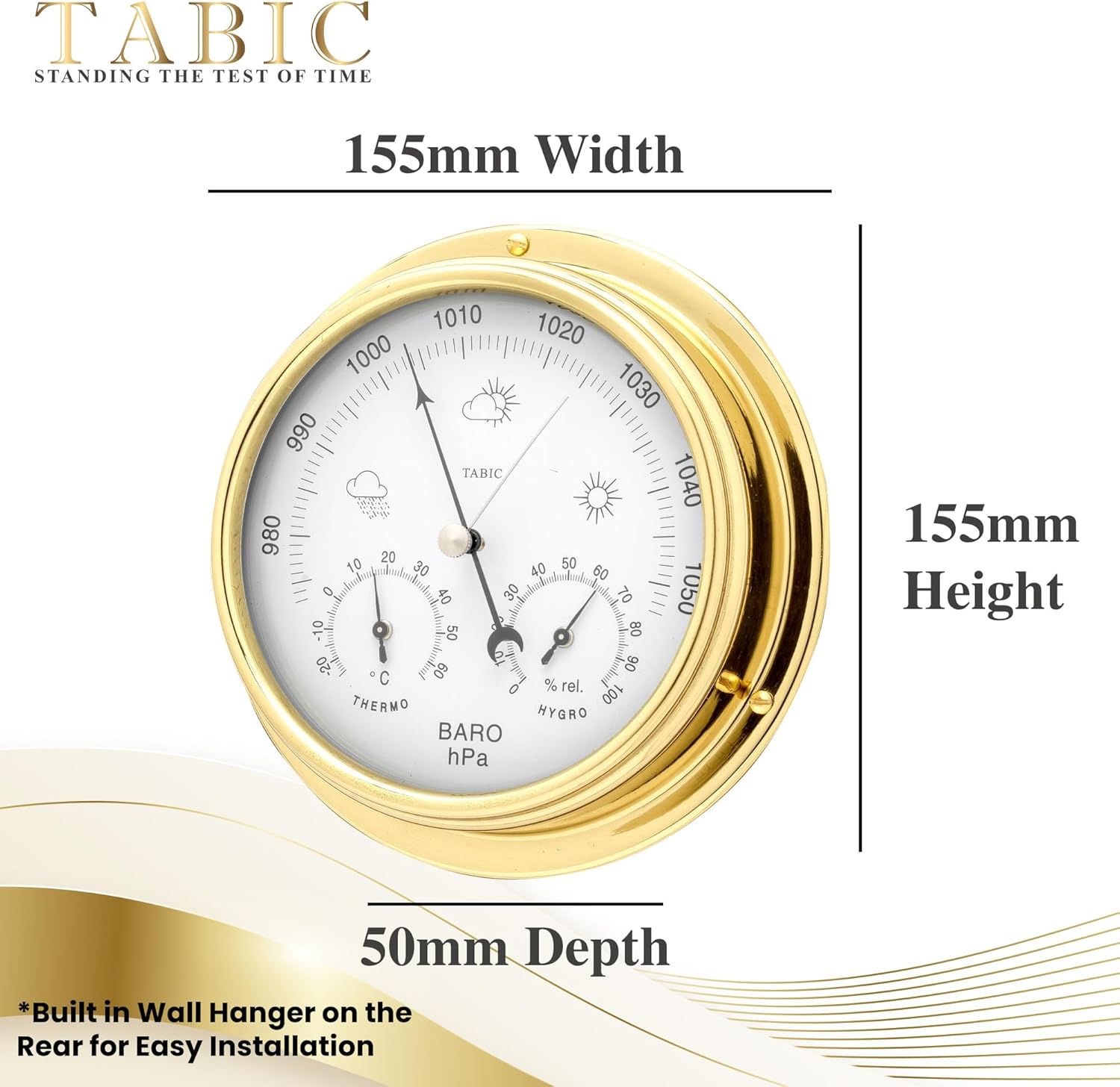 Thumbnail 1 de Tabic Handcrafted Brass Barometer with Built-In Hygrometer, Thermometer and Nautical Clock