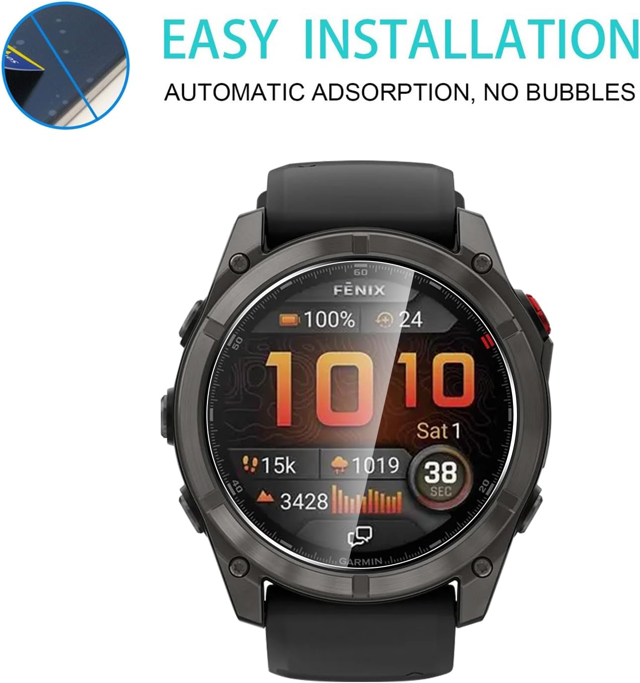 Thumbnail 3 de Natbok 5x Schutzglas für Garmin Fenix 8 Pro 51 mm (Panzerglas, 9H) – ultra-klar & anti-Fingerabdruck