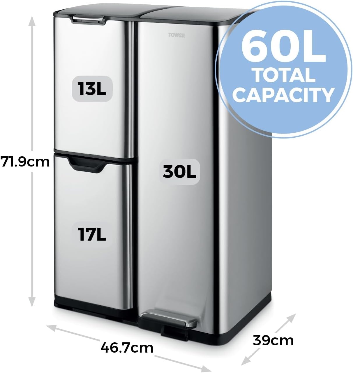Thumbnail 5 de Tower T838024SS Pedal Bin 24L, steel 🗑