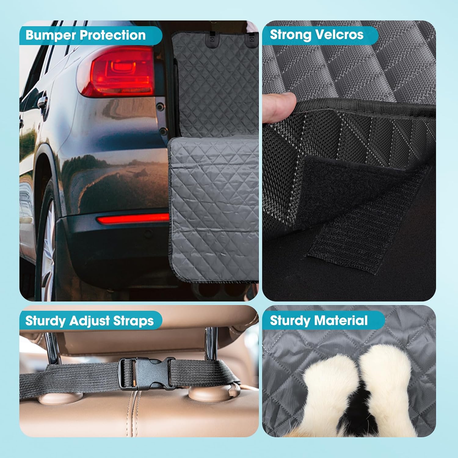 Detalle de JOEJOY Car Boot Protector - Boot Liner for Dogs Scratchproof & Dirt Resistant, Non-Slip Dog Car Seat Cover for Dogs | Side & Bumper Protection, Adjustable Straps Boot Cover for SUVs Trucks Cars
JOEJOY Car Boot Protector - Boot Liner for Dogs Scratc…