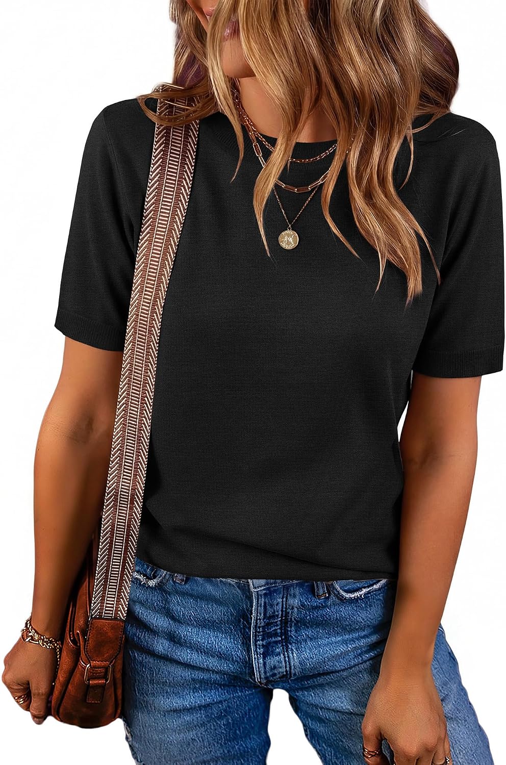 Thumbnail 1 de RUMIA Short Sleeve Sweater for Women: Lightweight, Dressy-Casual Work Top
