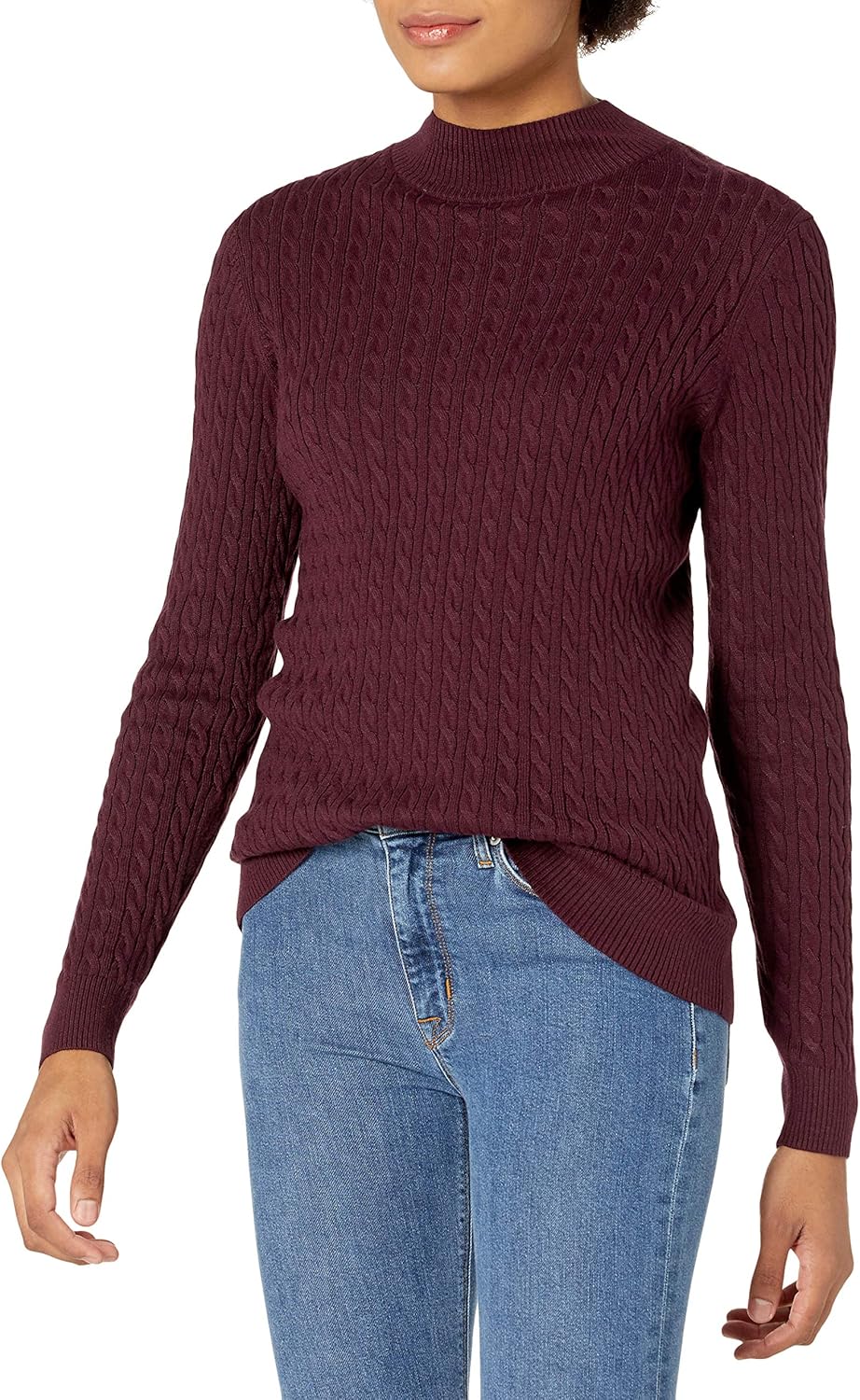 Thumbnail 5 de Amazon Essentials Damen Leichter Langarm-Pullover mit Stehkragen und Zopfmuster – Klassische Passform