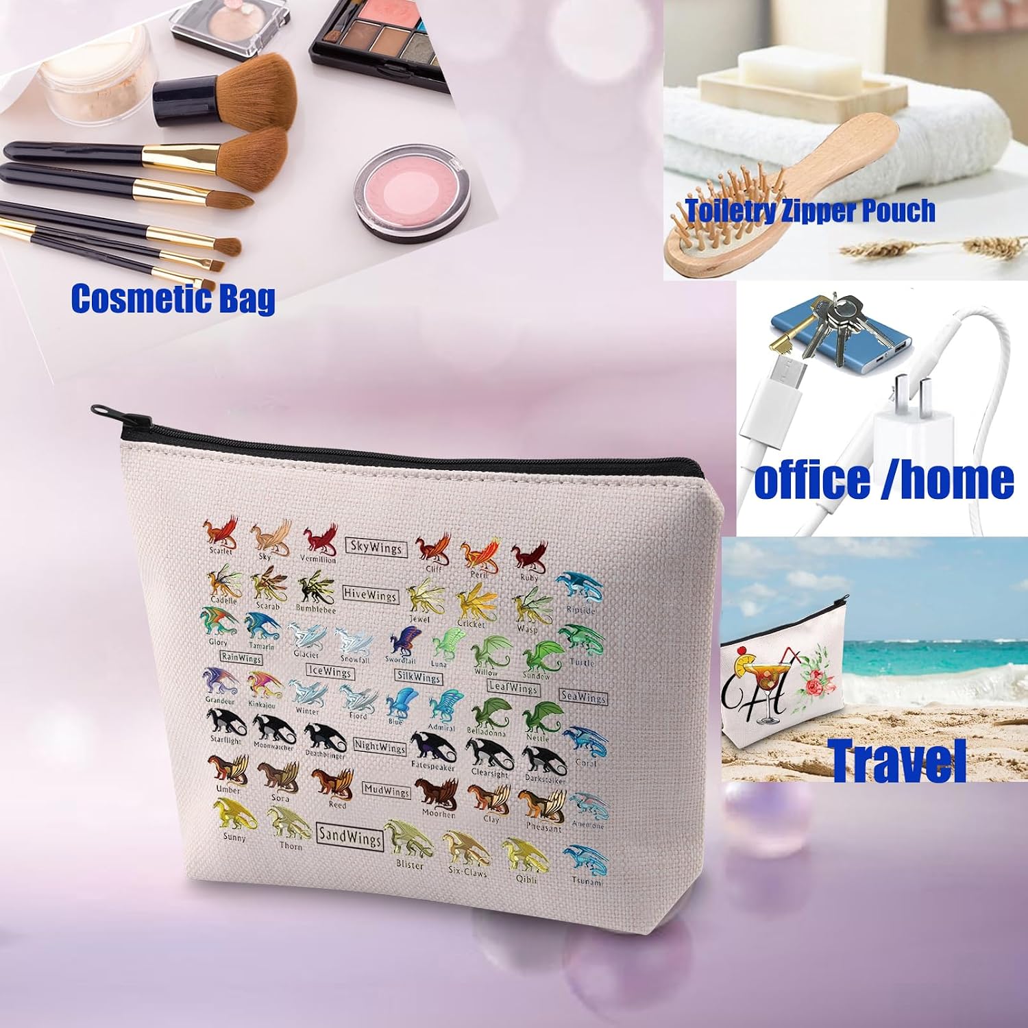Detalle 2 de PXTIDY Dragon Makeup Bag, 9 × 7 in