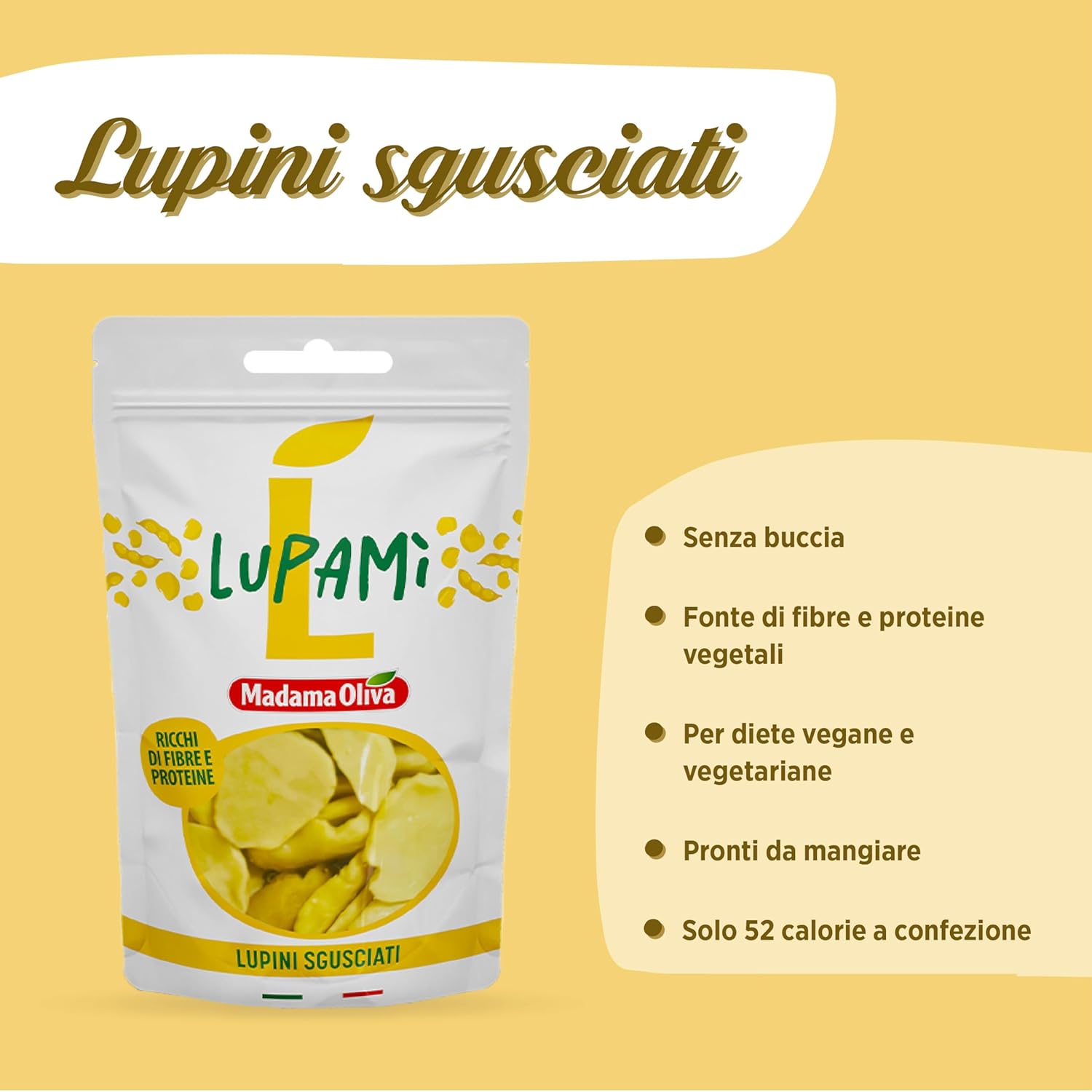 Thumbnail 2 de MADAMA OLIVA Lupini Sgusciati 60 g – Snack proteico, pratico e Made in Italy