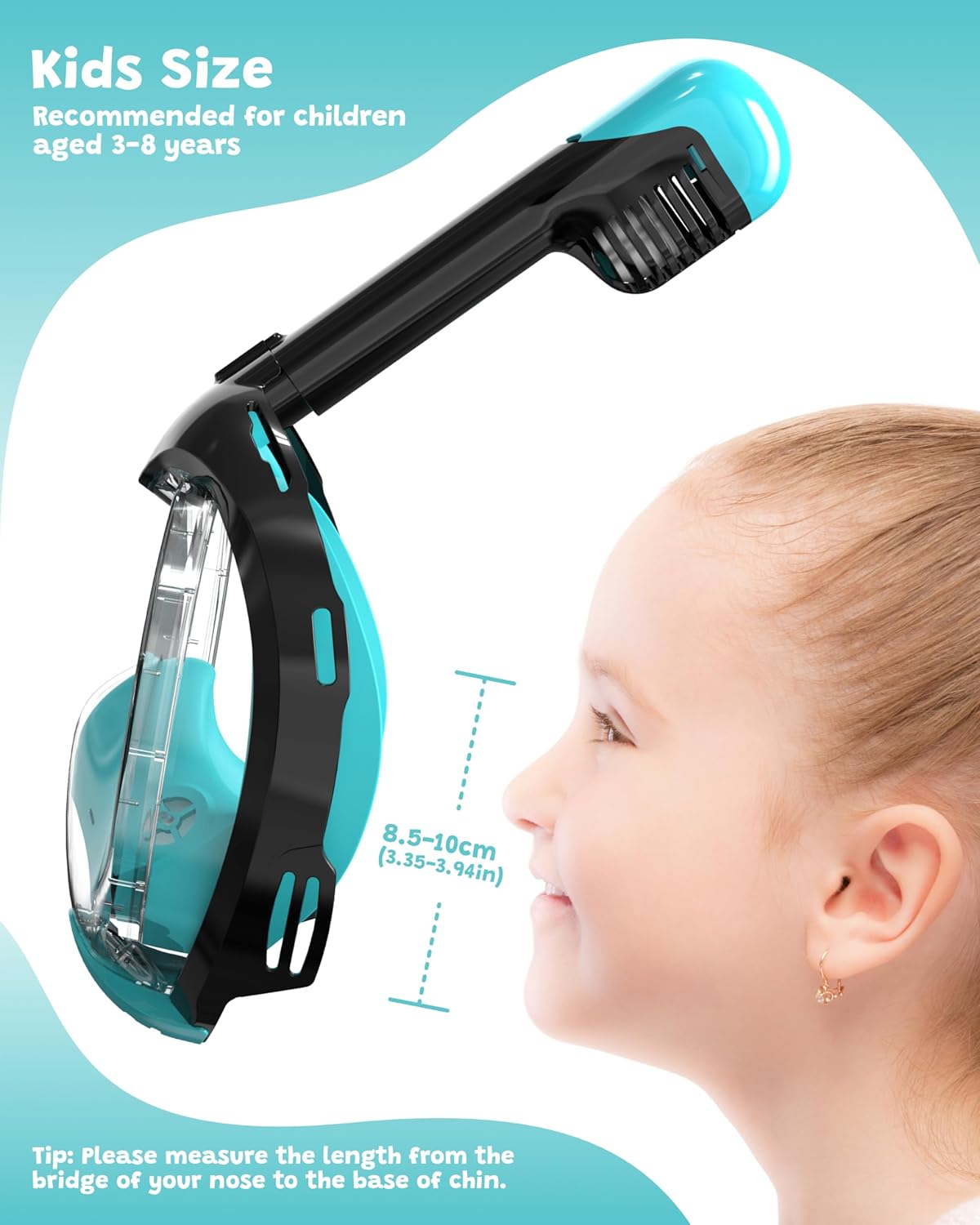 Detalle de ACURE Kids Full Face Snorkel Mask SN03 (3–8 years) with Anti-Fog & Easier Breathing System