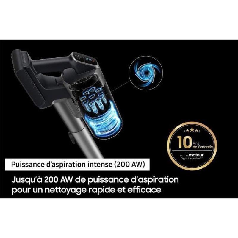 Detalle de Samsung VS20B75B1R1 aspiradora sin cable multiciclónica LED 200W, negro/menta