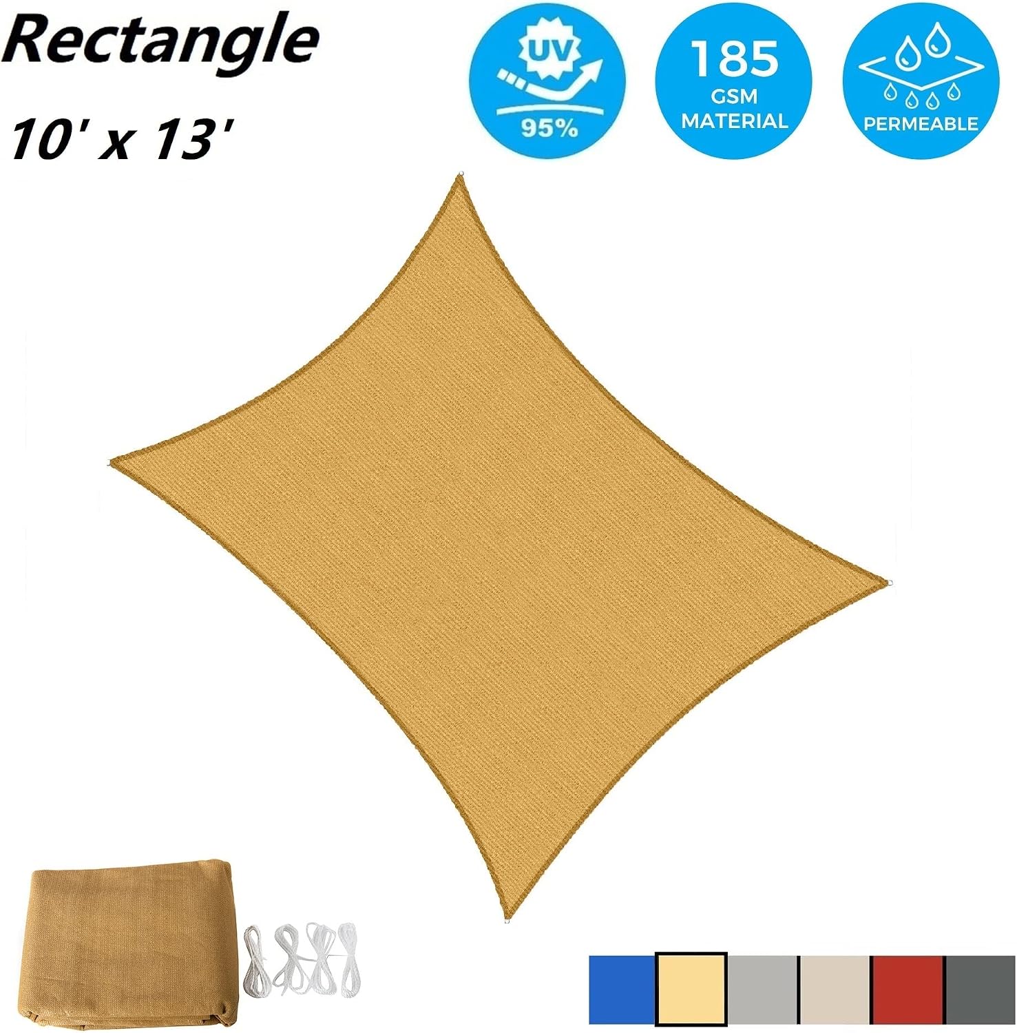 Thumbnail 1 de Asteroutdoor Rectangle Shade Sail 10' x 13