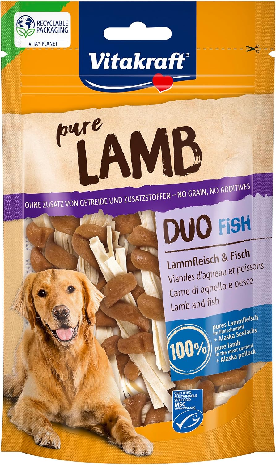 Detalle de Vitakraft Pure Lamb Duo Fish – Hundeleckerli mit Lammfleisch und Alaska-Seelachs (8x80g)