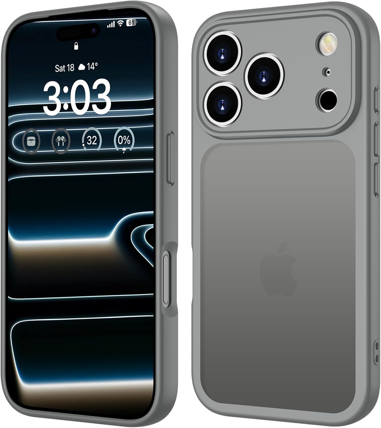 Thumbnail 6 de ORDA Schutzhülle für iPhone 13 Pro (6,1 Zoll) – stoßfest mit Kameraschutz und matter, durchscheinender Rückseite (dunkelviolett)