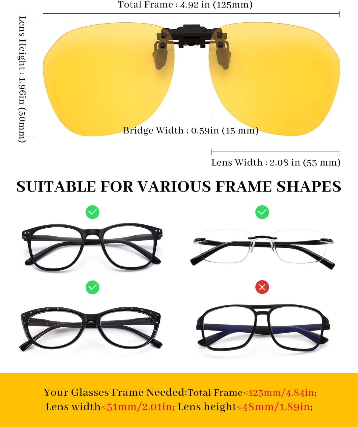 Thumbnail 3 de LUFF Clip-on Nachtsichtbrille mit Flip-Design und UV-Schutz – gelbe TAC-Gläser für Nachtfahrten