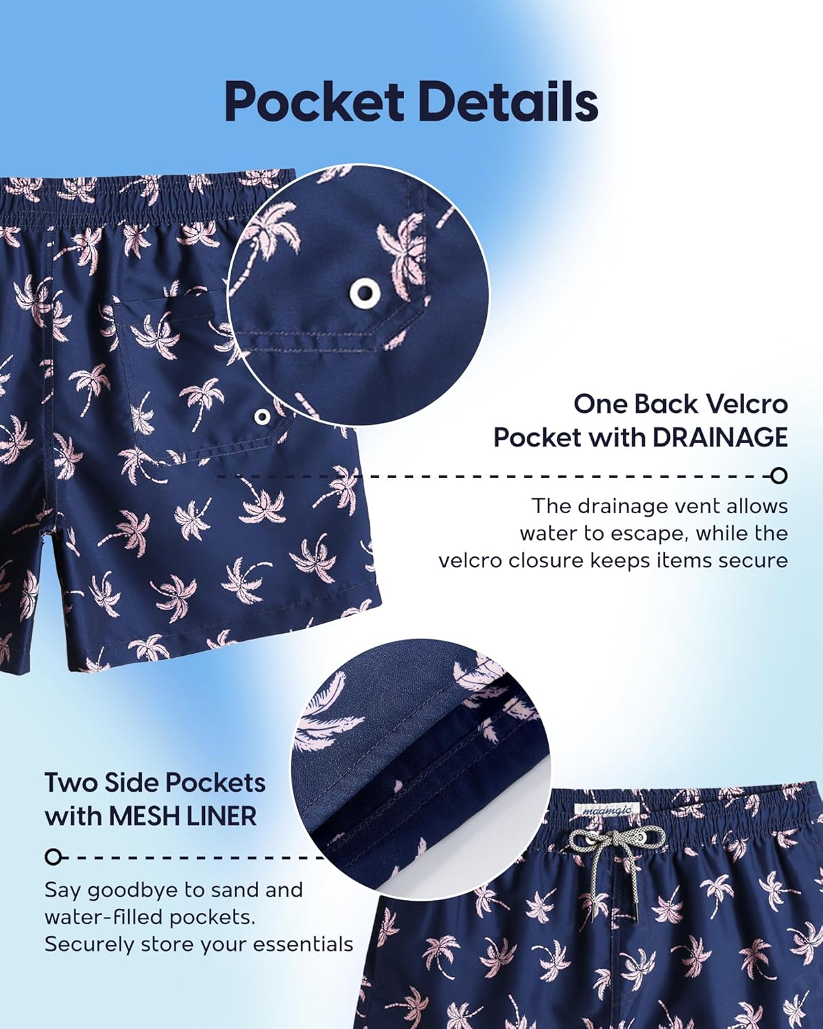 Thumbnail 4 de maamgic Mens Swim Trunks 5 Inch with Mesh Lining — Quick-Dry Beach Shorts for Swimming and Vacation Vibes