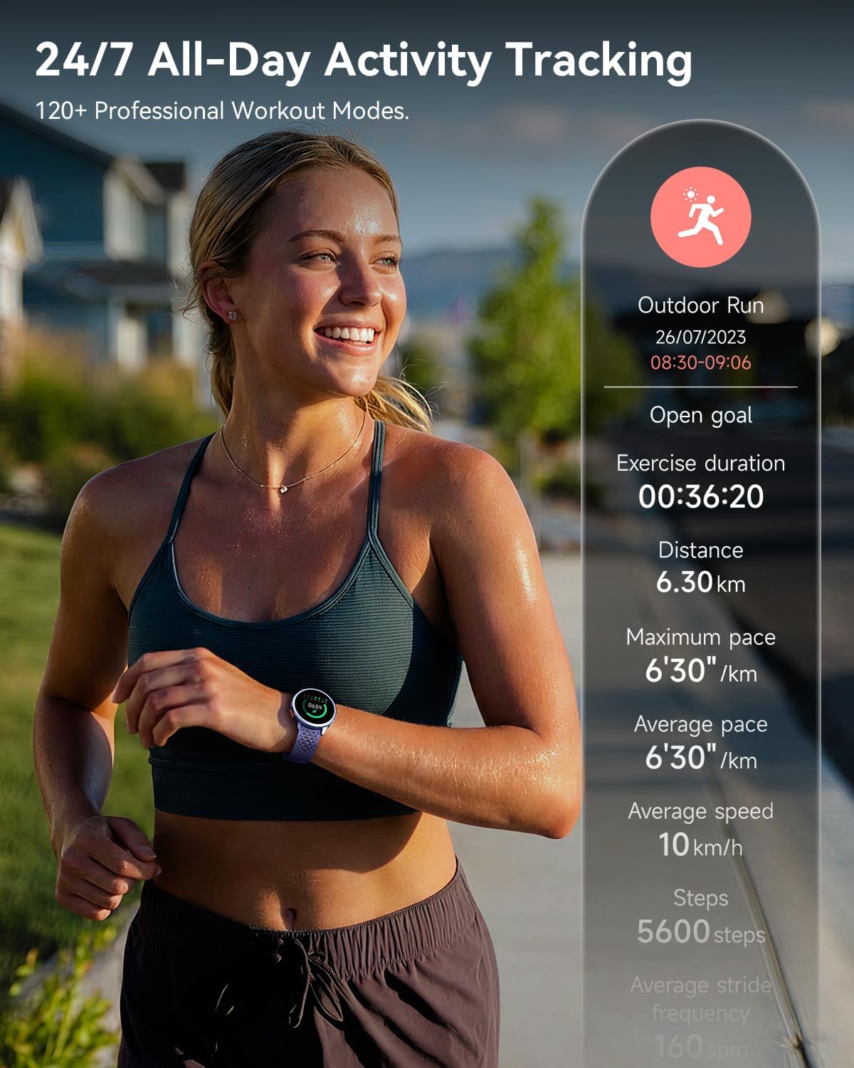 Thumbnail 4 de Quican Smart Watch for Women & Men – 1.27" AMOLED, AI Voice, 120+ Sports, 3ATM, Purple