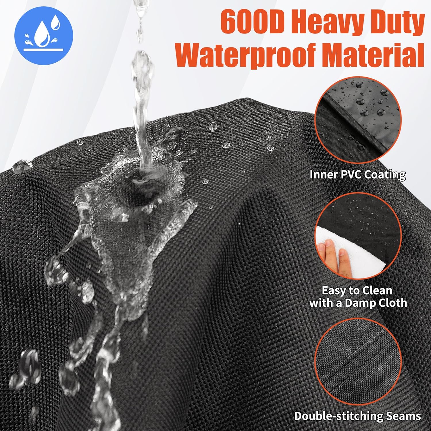 Detalle 2 de i COVER 66-Inch 600D Offset Smoker Cover with Water-Repellent Finish