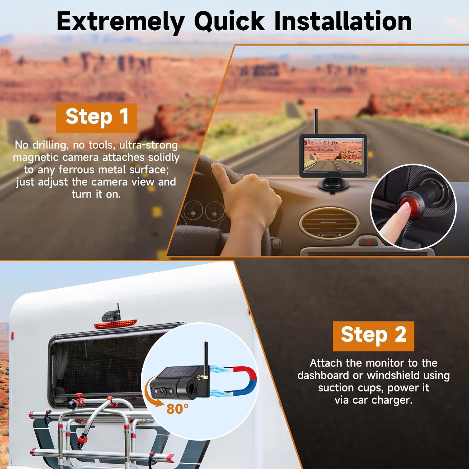 Detalle 2 de Magnetic Solar Wireless Backup Camera 5”