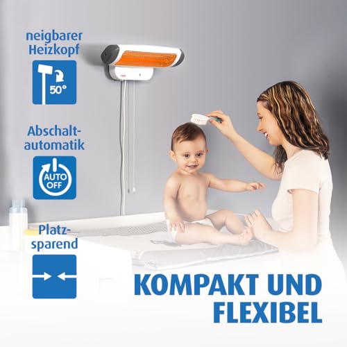 Detalle de reer Wickeltischstrahler FeelWell – Heizstrahler für Wandmontage mit Timer, 2 Heizstufen