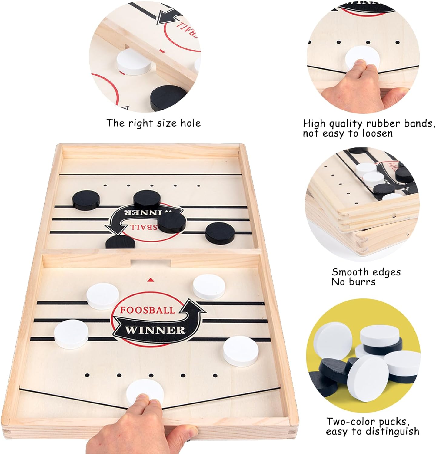 Thumbnail 2 de EACHHAHA Sling Puck Game – jeu de société hockey sur table portable (plateau + palets/pions)