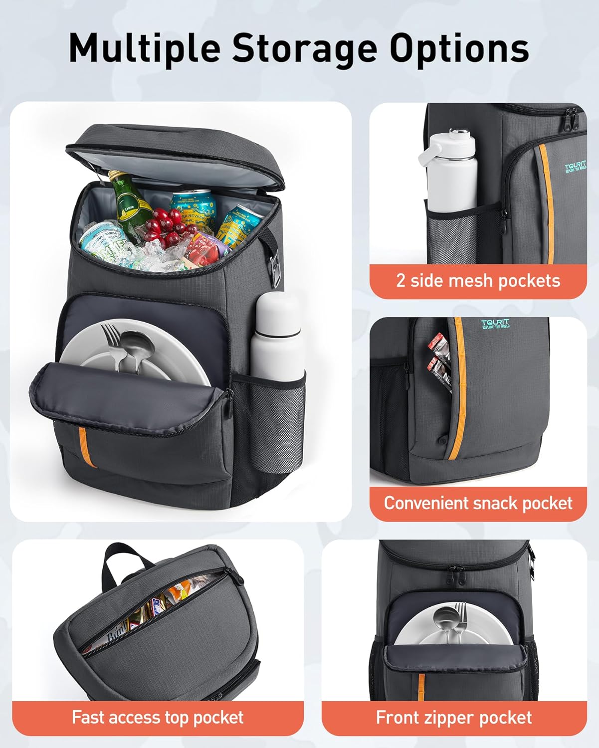 Thumbnail 5 de Tourit 30-Can Cooler Backpack: Lightweight, Leak-Proof & Large-Capacity for Day Trips