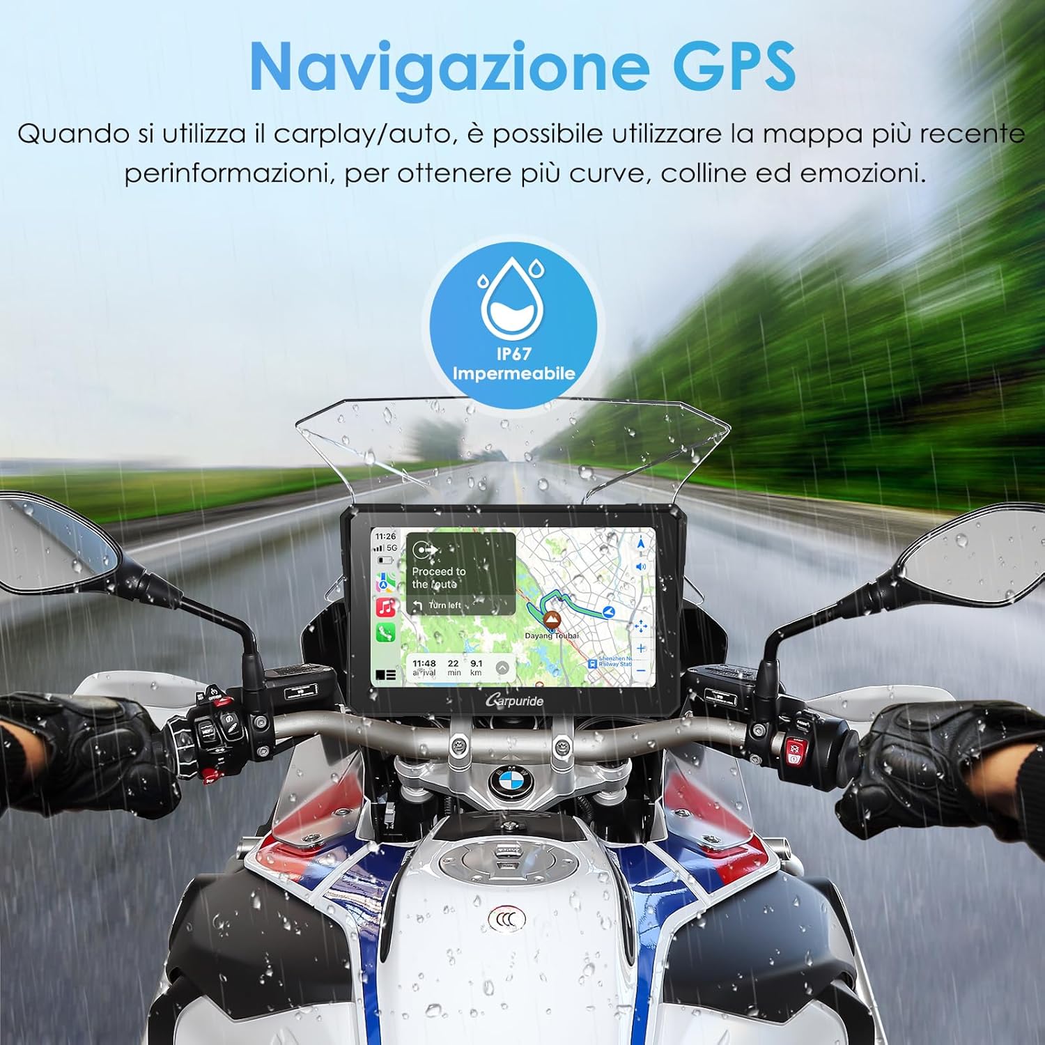 Detalle 2 de Carpuride W702B 7" Motorcycle CarPlay Screen