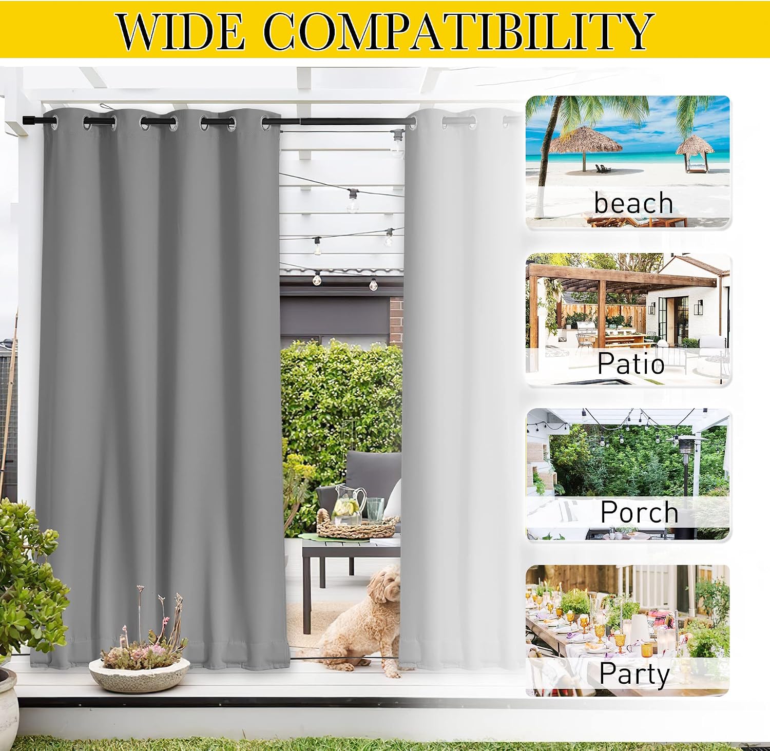 Thumbnail 4 de NICETOWN 2 Panels Weighted Blackout Curtain 52x95