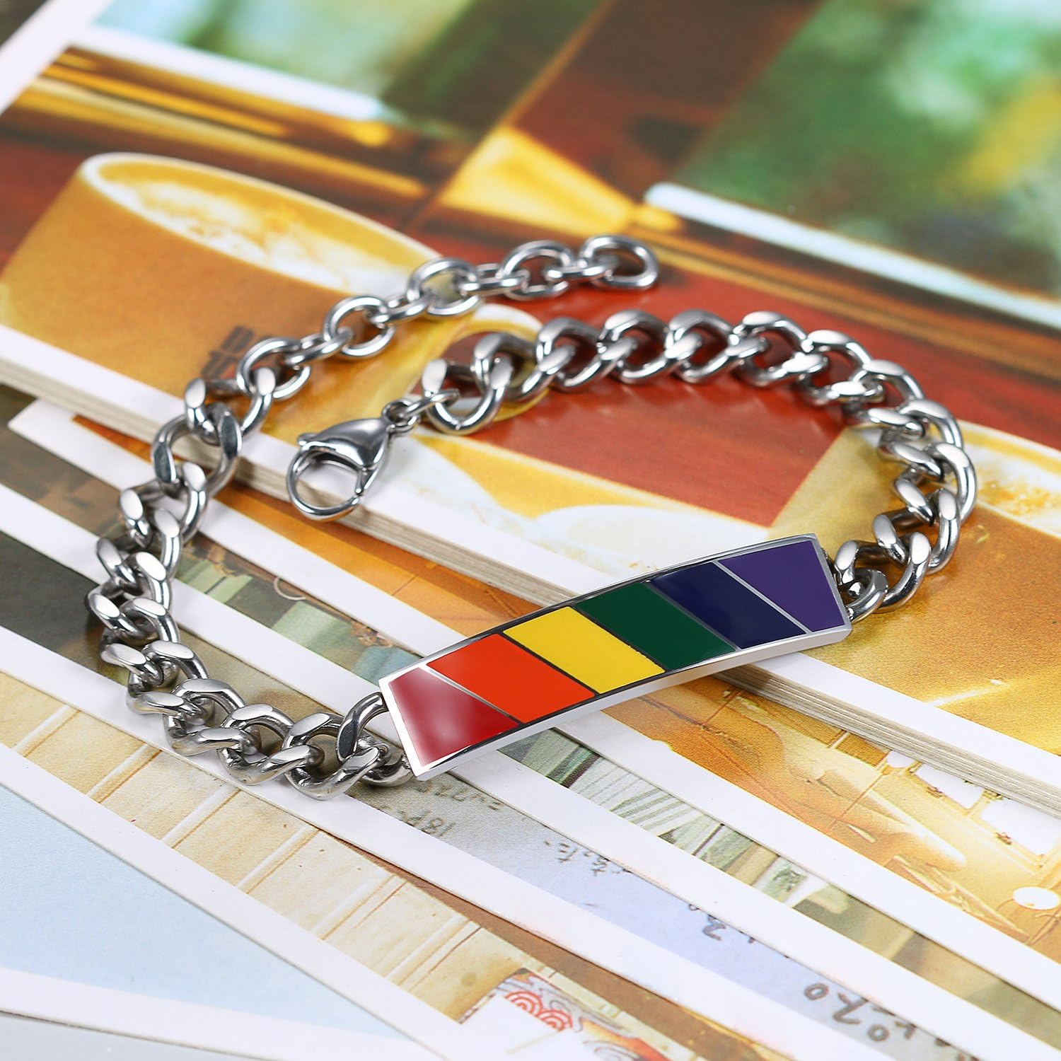 Thumbnail 3 de Flongo Partner Armband 20 cm verstellbar Edelstahl Regenbogen