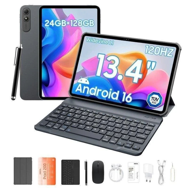 Detalle de OSCAL Pad 200 4G 13,4" | Teclado y Stylus incluido, 24GB/128GB, Gris