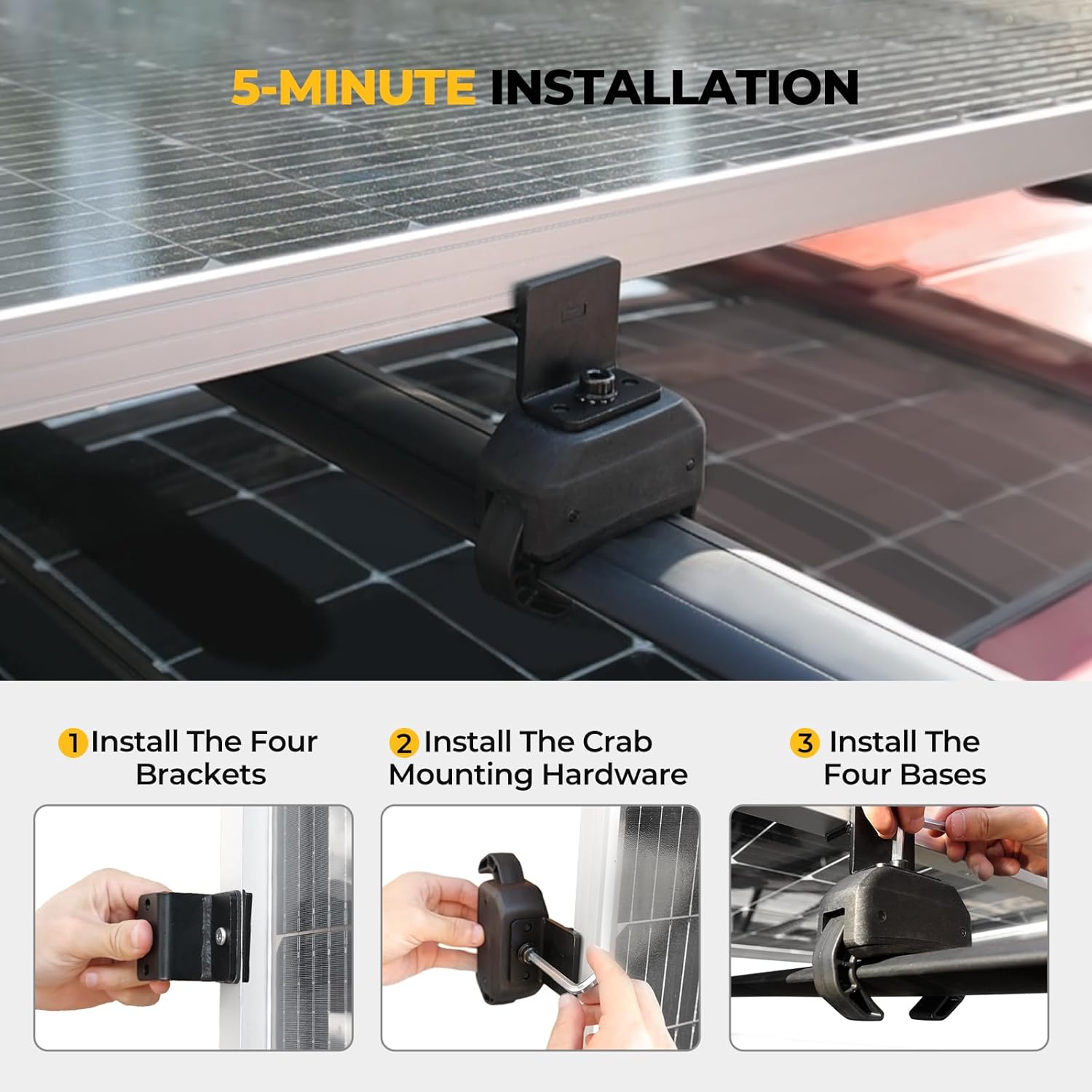 Thumbnail 6 de BougeRV Solar Panel Crab Mounting Kit for Cars with Cross Bars