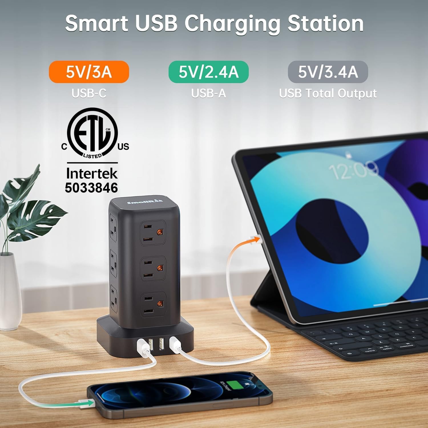 Thumbnail 1 de Surge Protector Power Strip Tower 6.5 ft with 12 AC