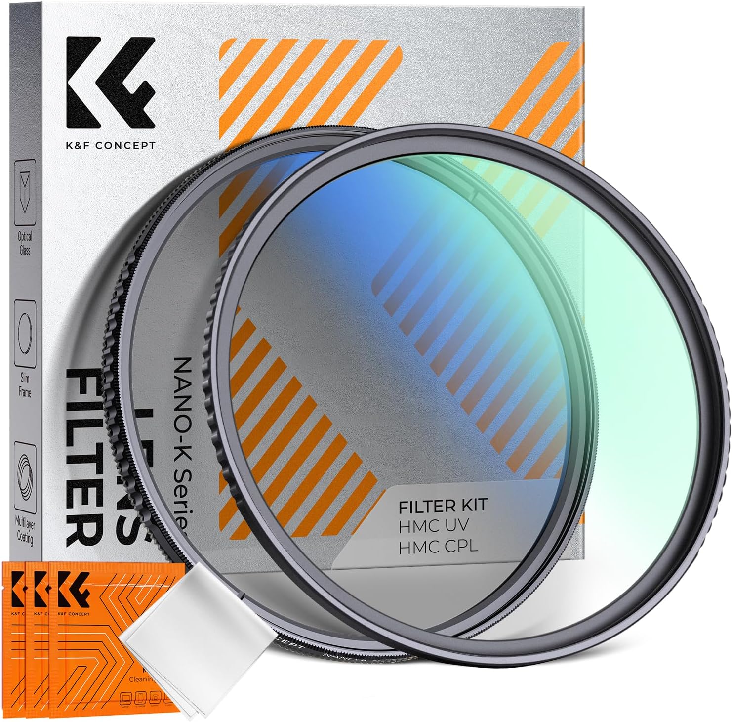 Detalle de K&F CONCEPT Filterset 55mm CPL + UV – Nano-Klear-Serie (CNC, 18-Schicht- Beschichtung)