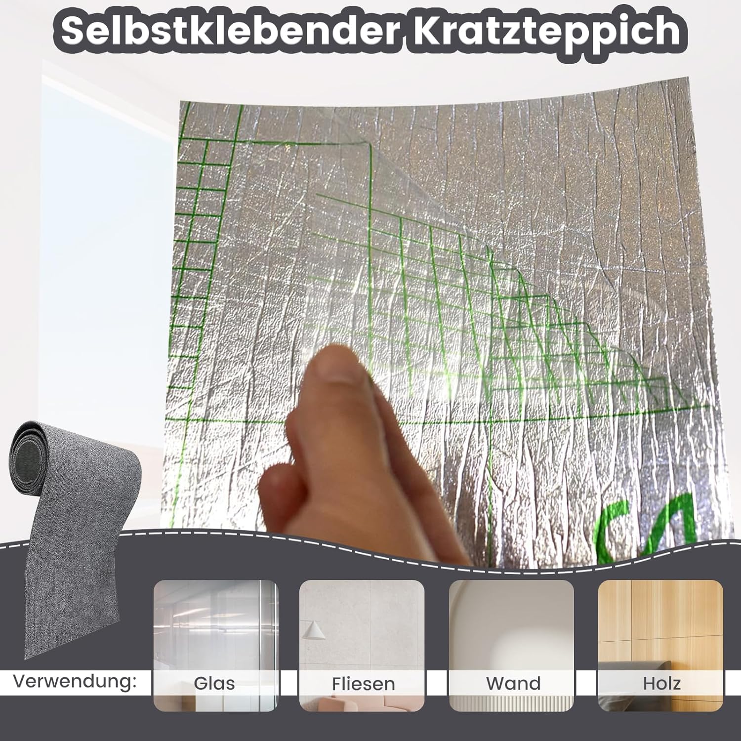 Thumbnail 6 de FaAmour Selbstklebende Kratzmatte Katze als DIY-Kratzschutz für Sofa & Möbel (Grau, 100 × 30 cm)