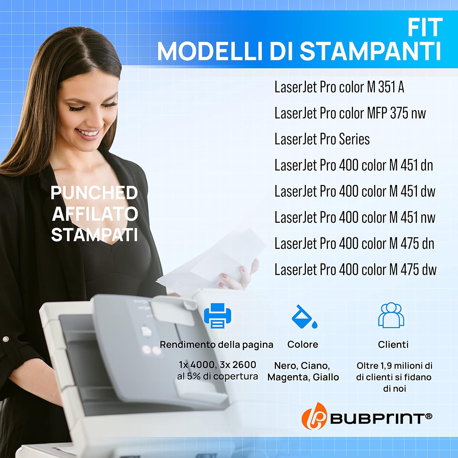 Thumbnail 1 de Bubprint 4 Cartucce Toner compatibili per HP CE410X CE411A CE412A CE413A | LaserJet Pro 300/400 Color