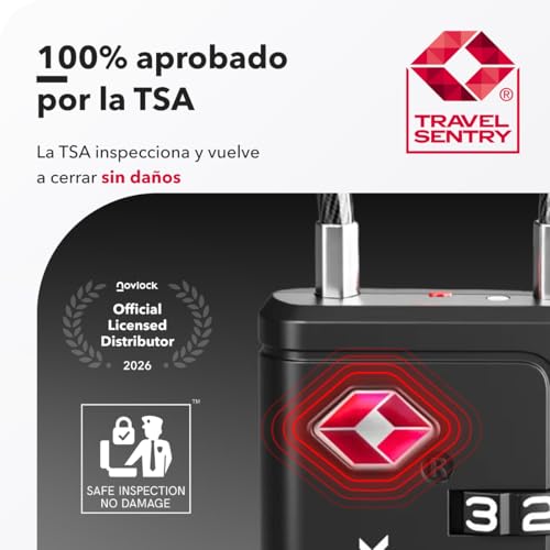 Detalle de Candados TSA NovLock con indicador de apertura y combinación de 4 dígitos (4 uds.)