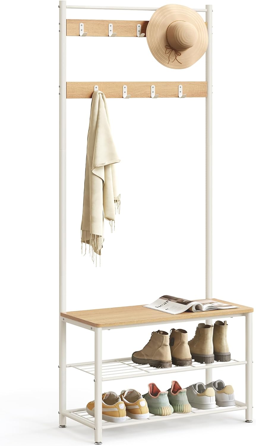 Detalle de VASAGLE HSR041W09 Appendiabiti 3 in 1 32x70x177 cm