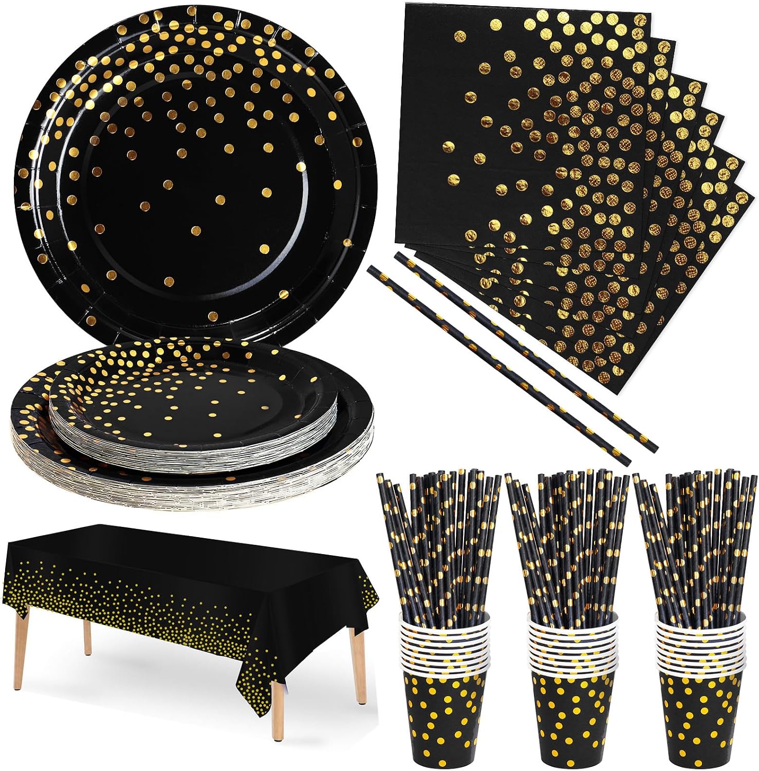 Detalle de Nkaiso 126-Piece Rainbow & Silver Paper Party Tableware Set (for 25 guests)