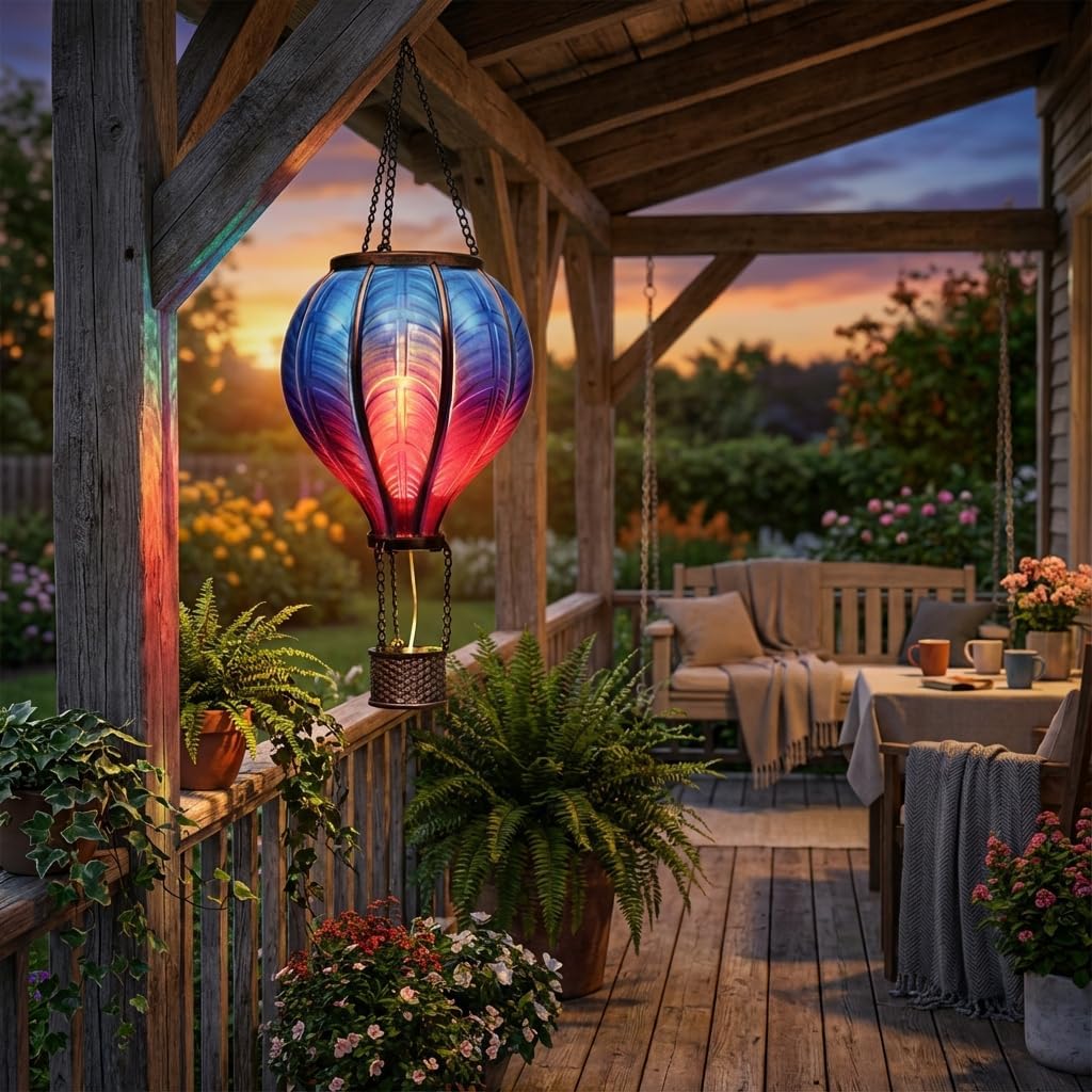 Detalle de TERESA'S COLLECTIONS Flame Balloon Solar Garden Light 🎈