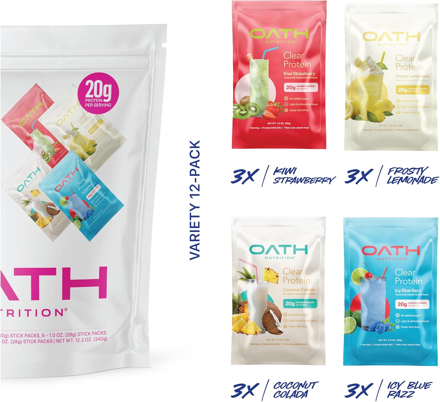 Detalle 1 de Oath Clear Whey Isolate Protein Powder 12 Pack