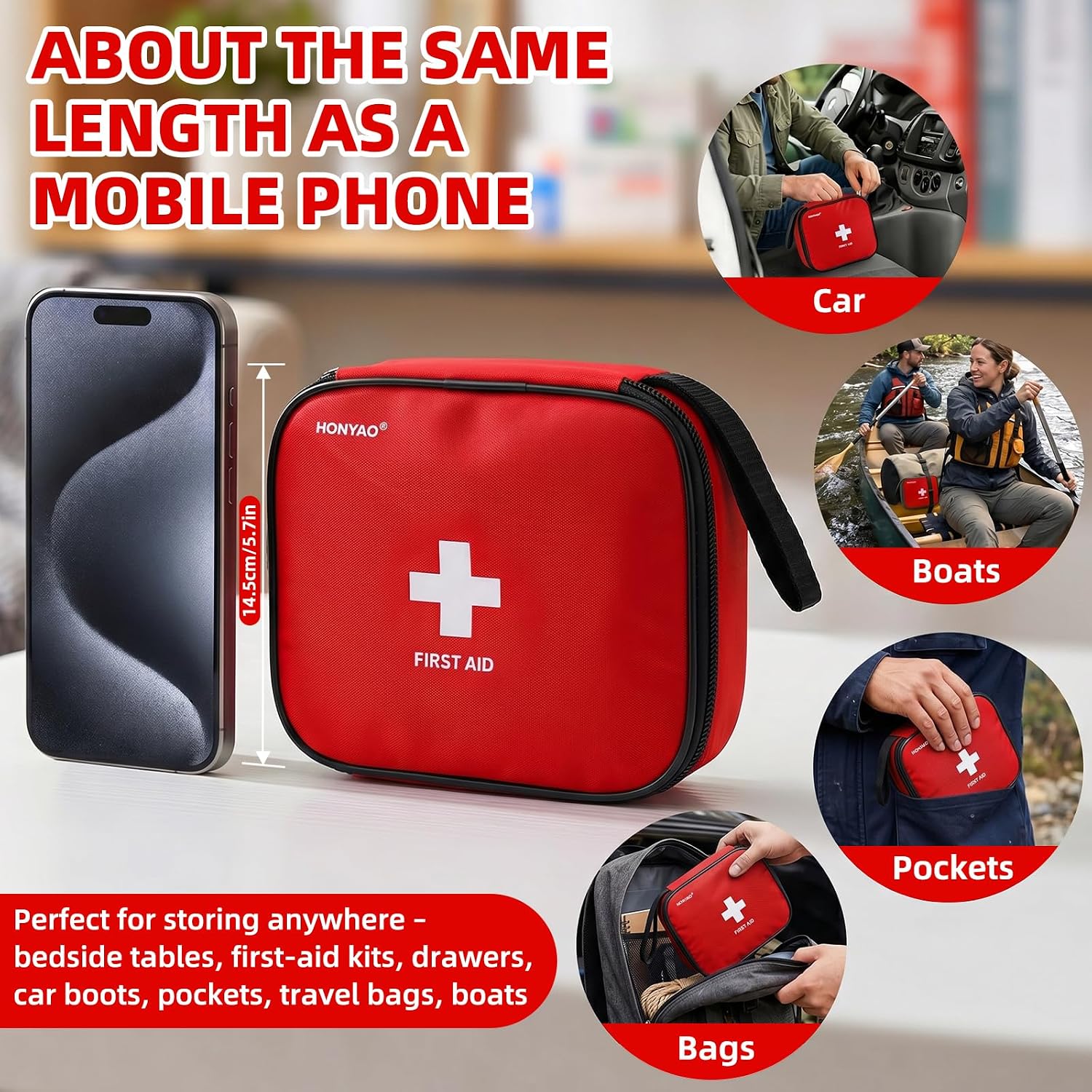 Thumbnail 3 de HONYAO Mini First Aid Kit, 125-Piece Portable Emergency Kit
