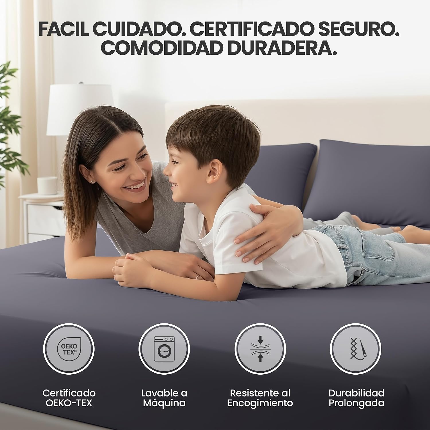Detalle de Utopia Bedding Sabana bajera 90x200 Gris