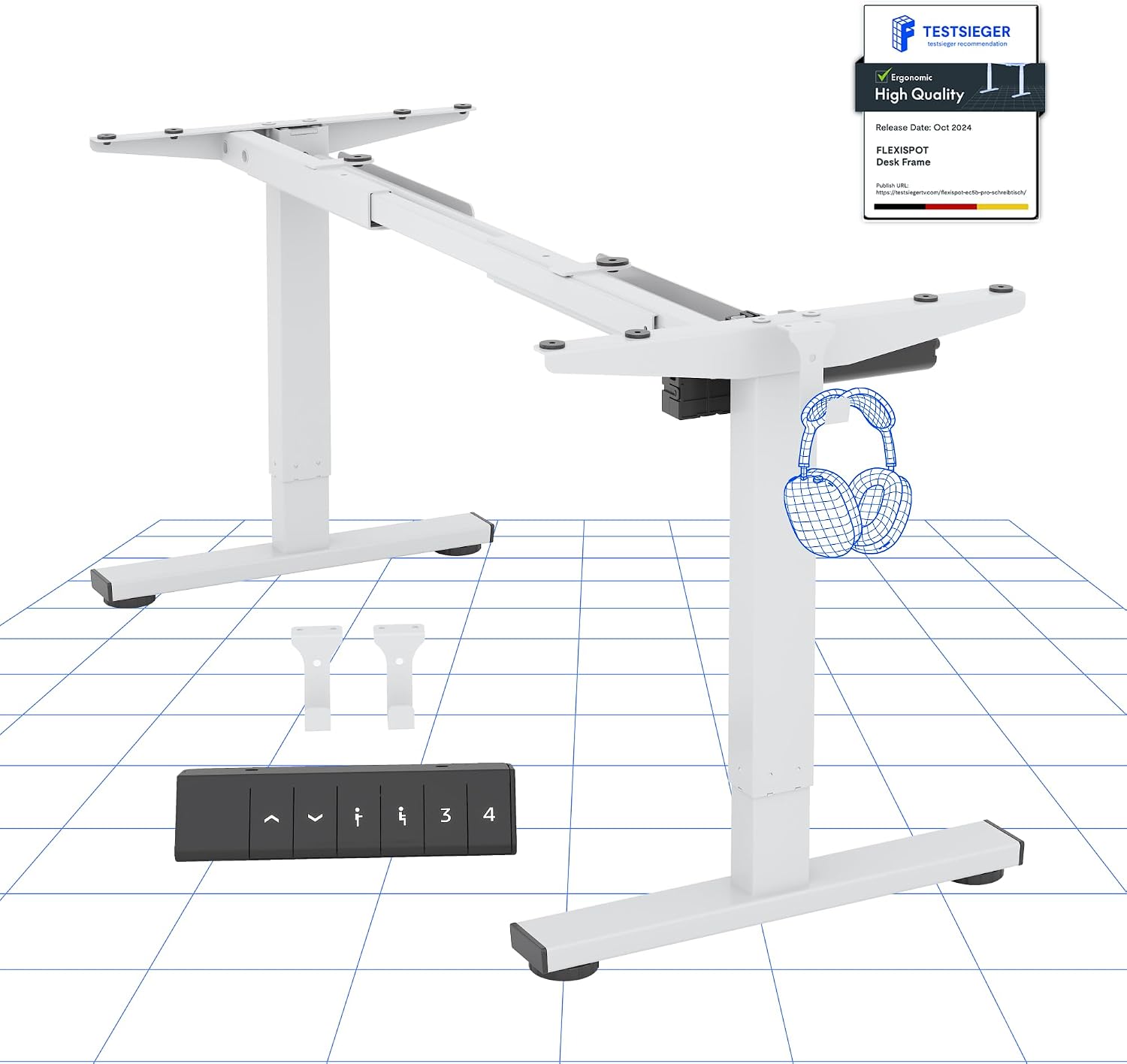Detalle de FLEXISPOT Bureau Assis-Debout électrique réglable en hauteur avec commande digitale et système anti-collision