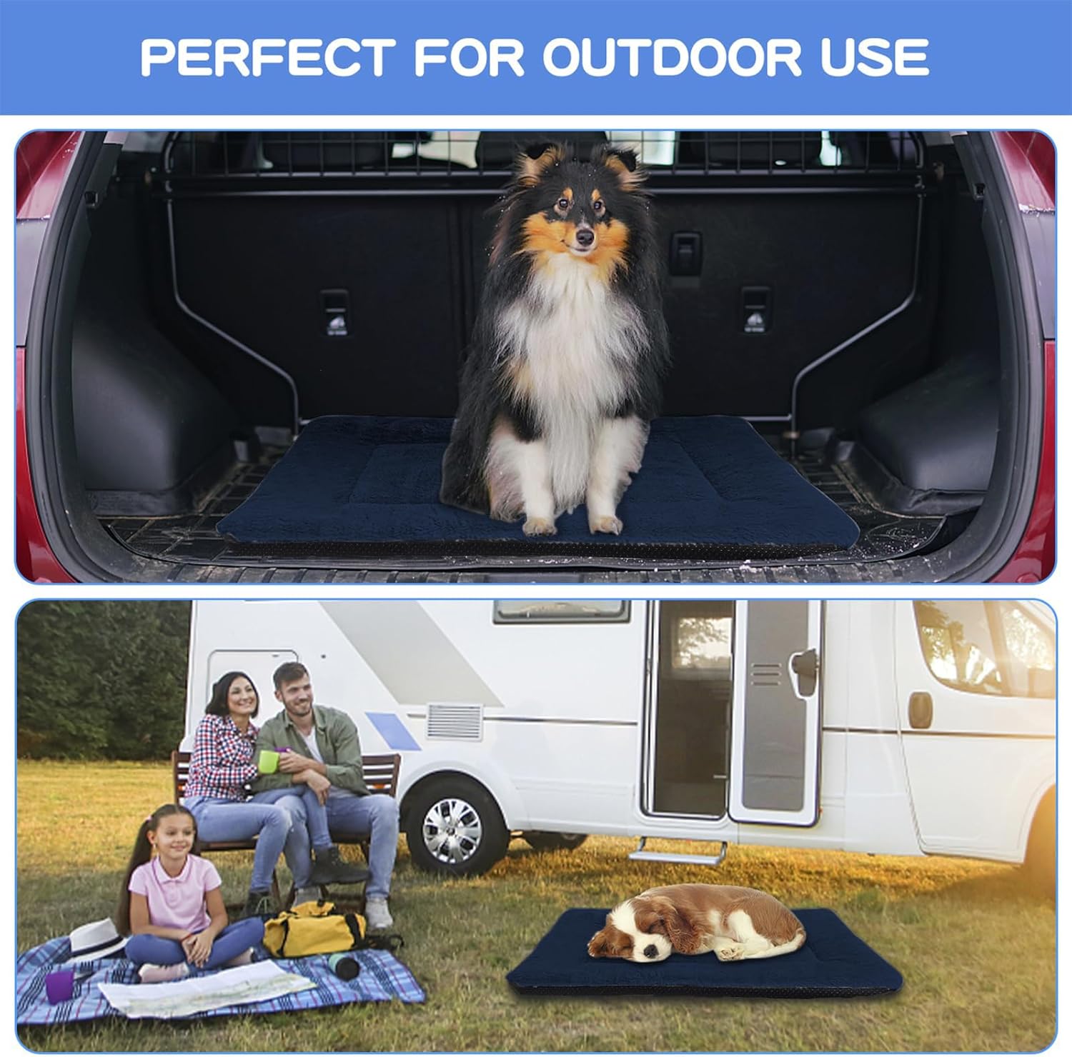 Detalle 2 de Baodan Large Washable Dog Bed (90 x 60 cm) – Plush Navy cushion mat