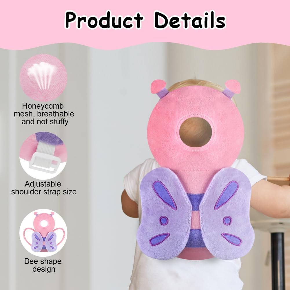 Thumbnail 2 de Vicloon protezione testa bimbo con farfalla rosa, morbida e regolabile per neonato