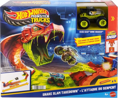 Thumbnail 6 de Hot Wheels Monster Trucks Snake Slam Takedown & Exclusive Bone Shaker