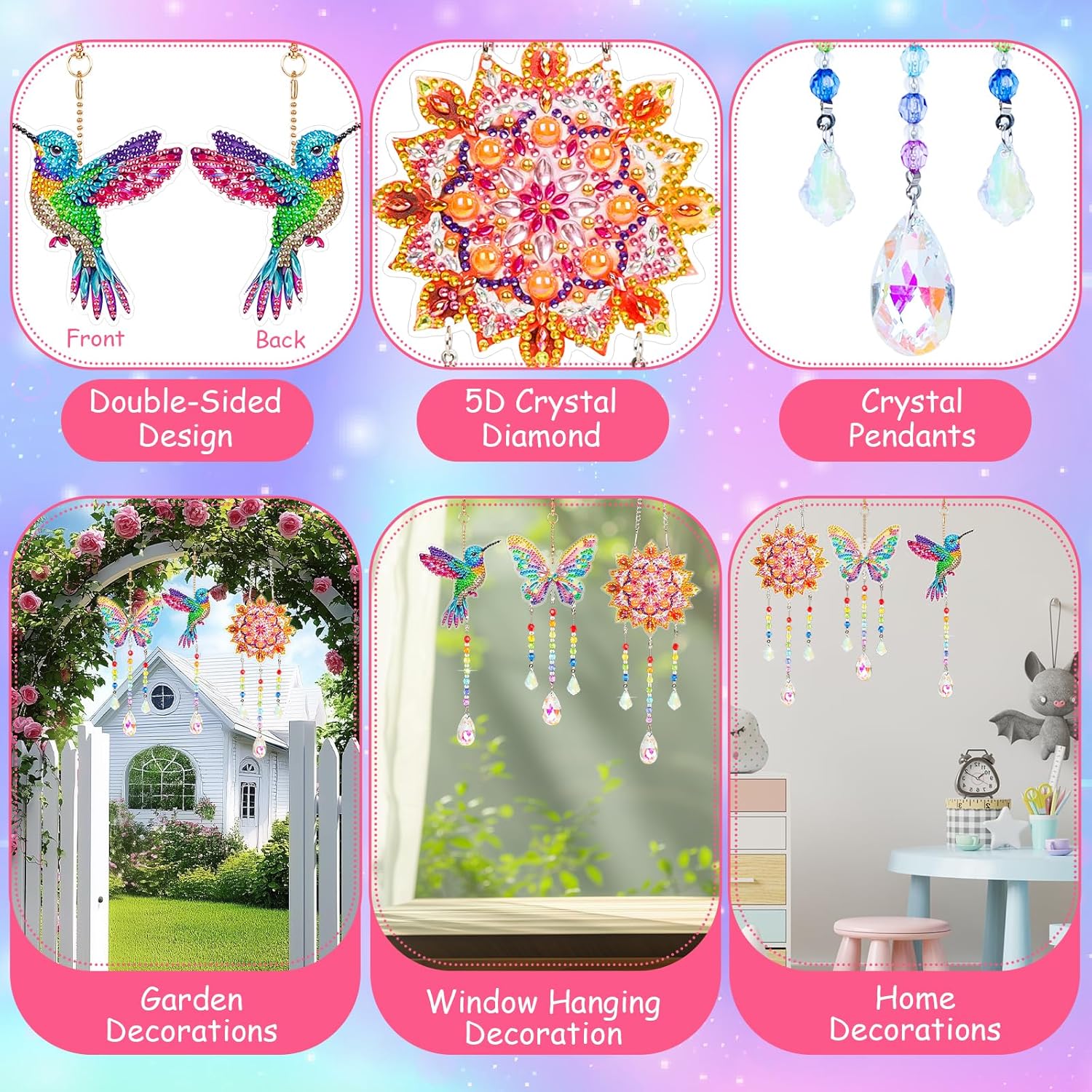 Thumbnail 2 de Jovicos Diamant Painting Kinder Windspiel-Set für Mädchen (6–11 Jahre) mit 3 Motiven