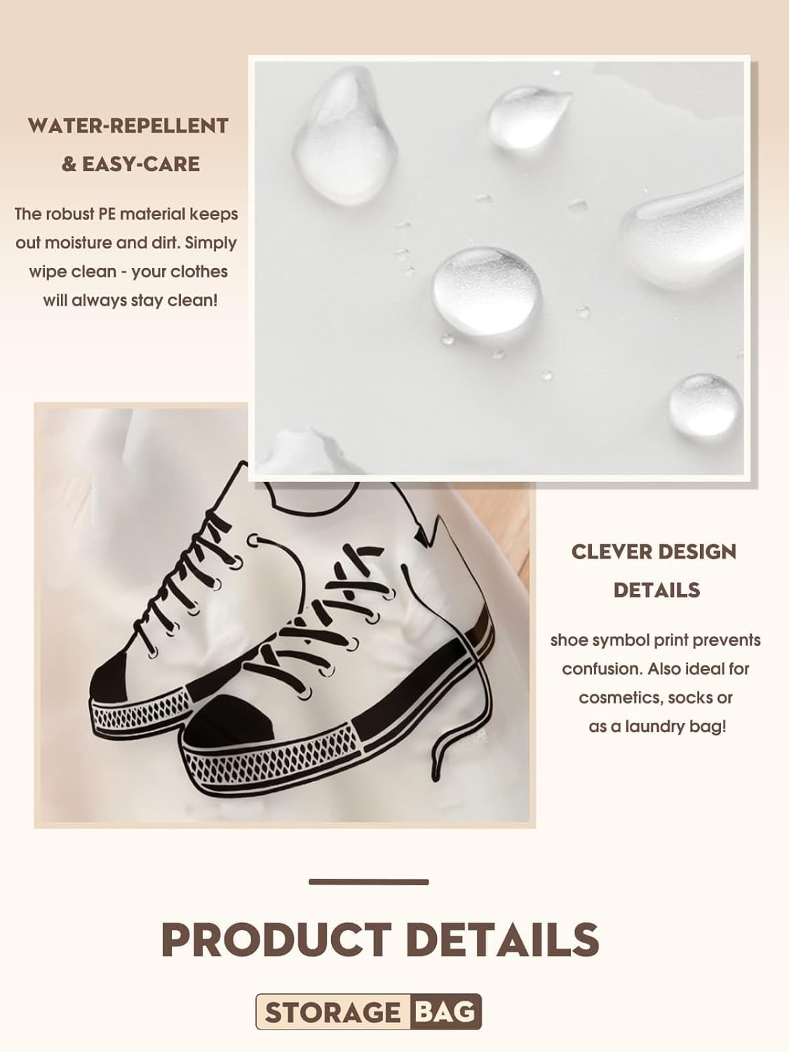 Thumbnail 6 de Lammcou Sac à Chaussures Imperméable – Sacs transparents avec cordon (Grand et Moyen), Noir
