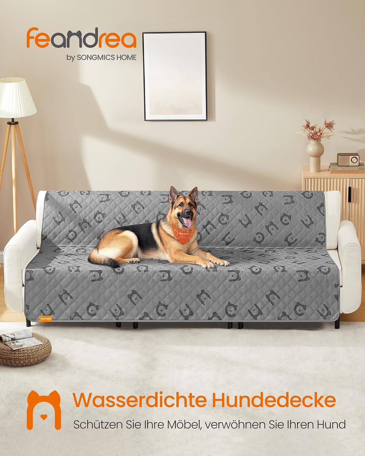 Detalle de Feandrea wasserdichte Hundedecke – 208 × 173 cm, rutschfest, maschinenwaschbar, Taubengrau