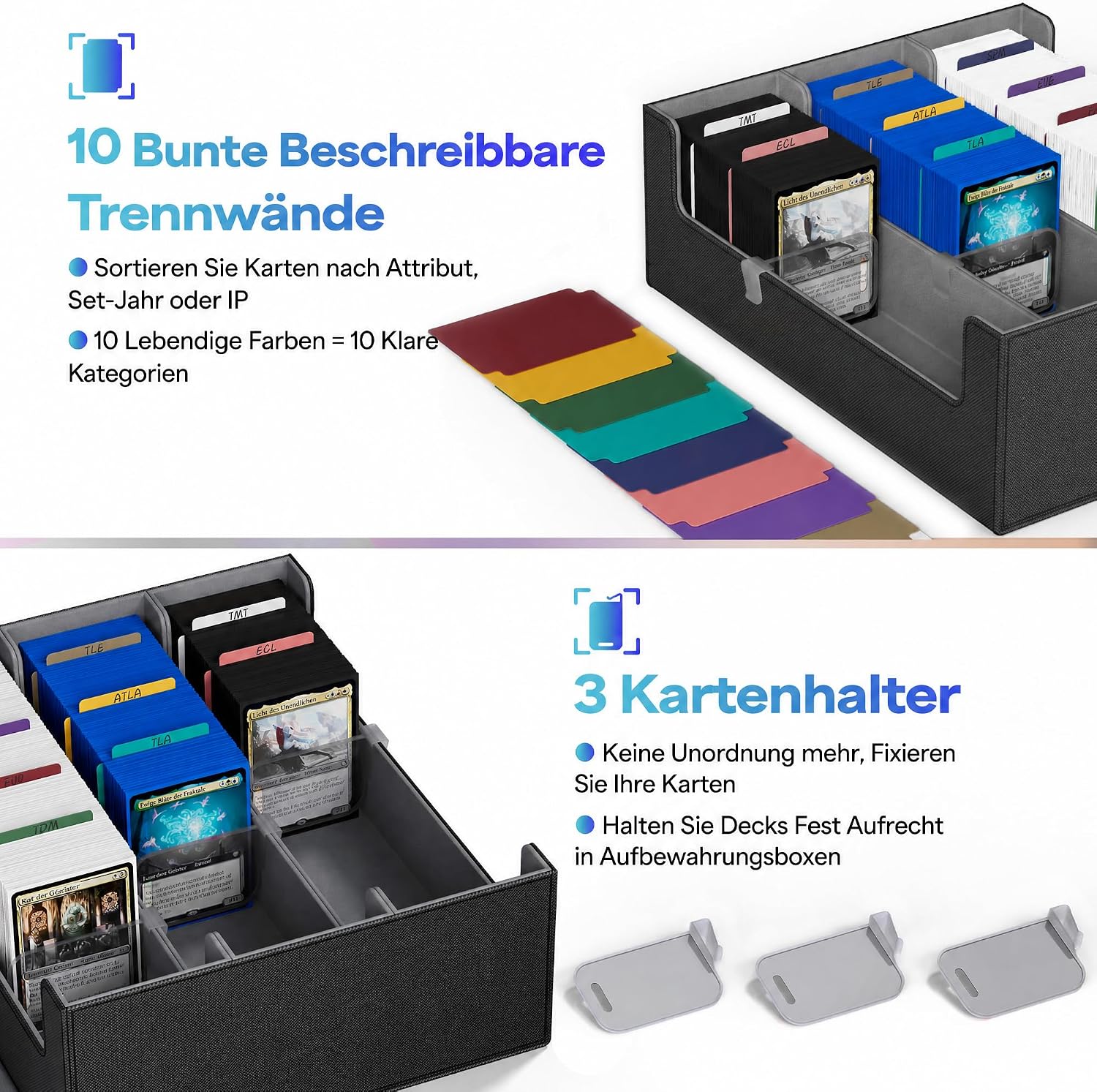 Detalle 2 de UAONO Sammelkarten-Aufbewahrungsboxen – Premium Magnete Deck Box aus Leder, 1800+ Karten容量