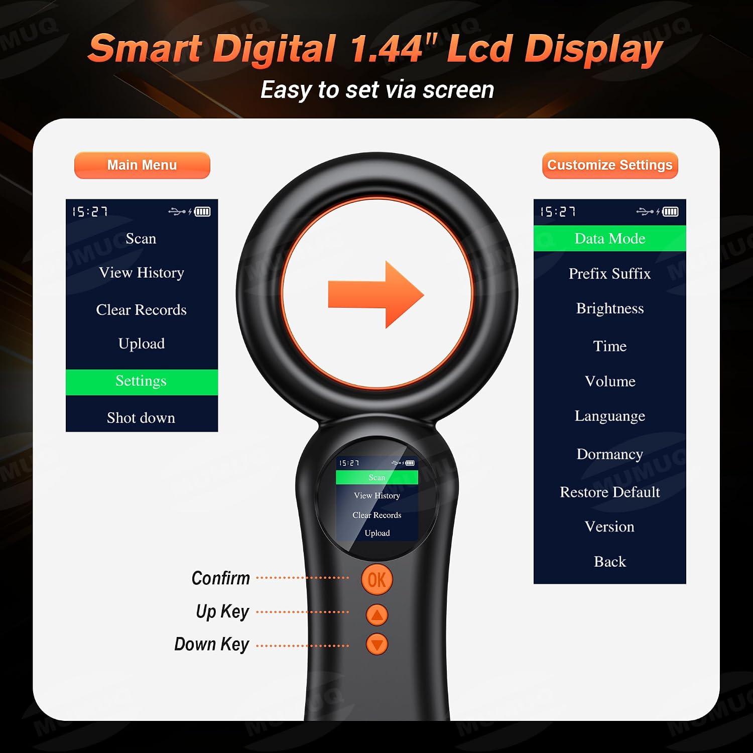 Detalle de Pet Microchip Scanner FDX-B (ISO11784/85) EMID — 134kHz/125kHz Reader with 1.44" LCD