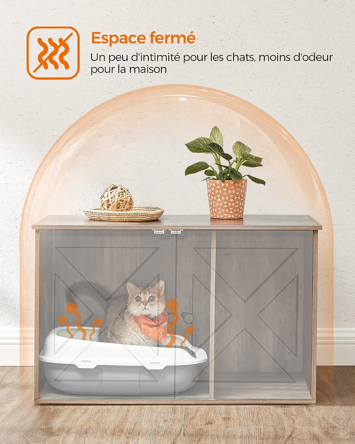 Detalle 2 de Feandrea PCL002G01 niche litière 80×53×50 cm 🐾