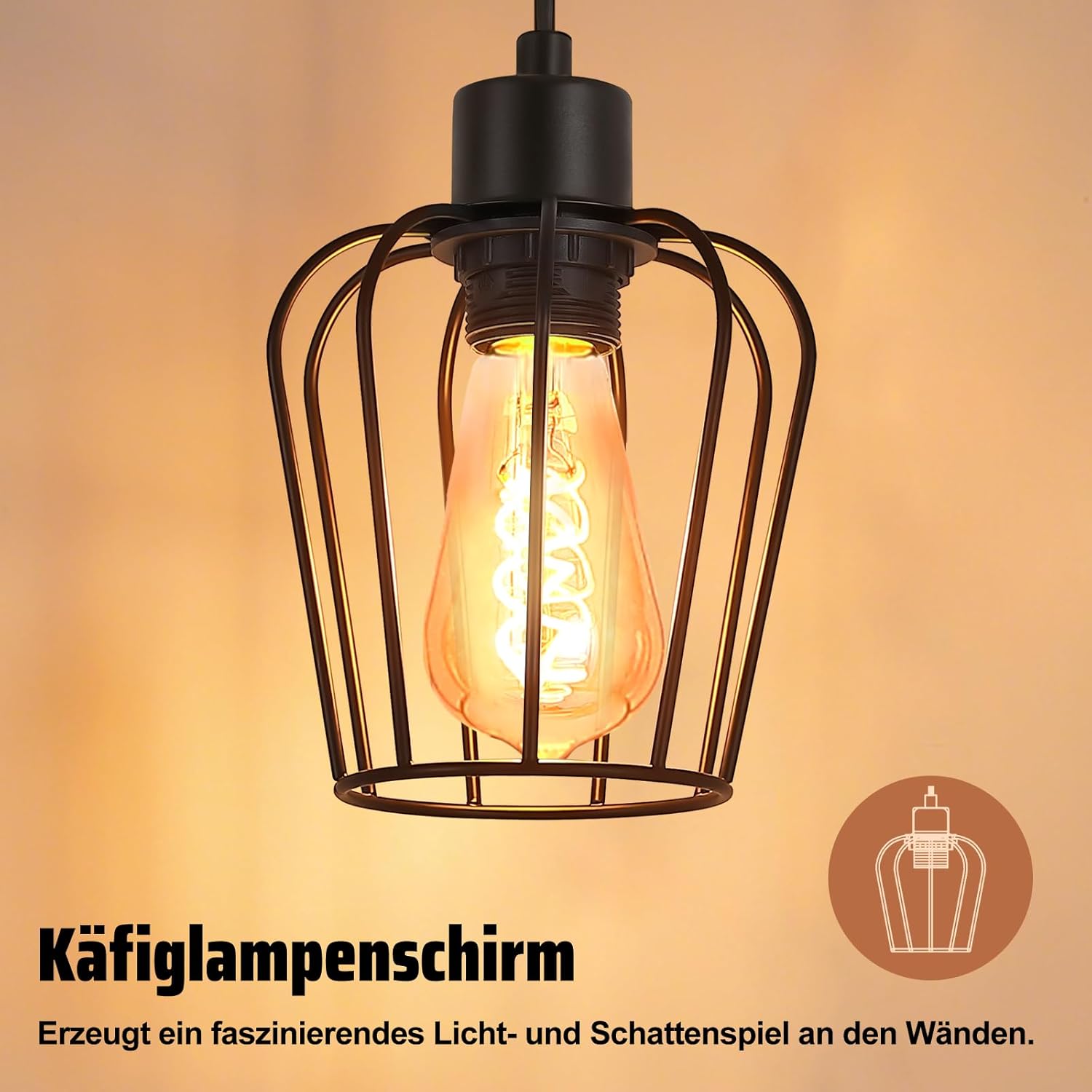 Thumbnail 5 de ZMH Vintage Stehlampe Wohnzimmer Holz – 3-flammig, Industriell, E27, rustikal