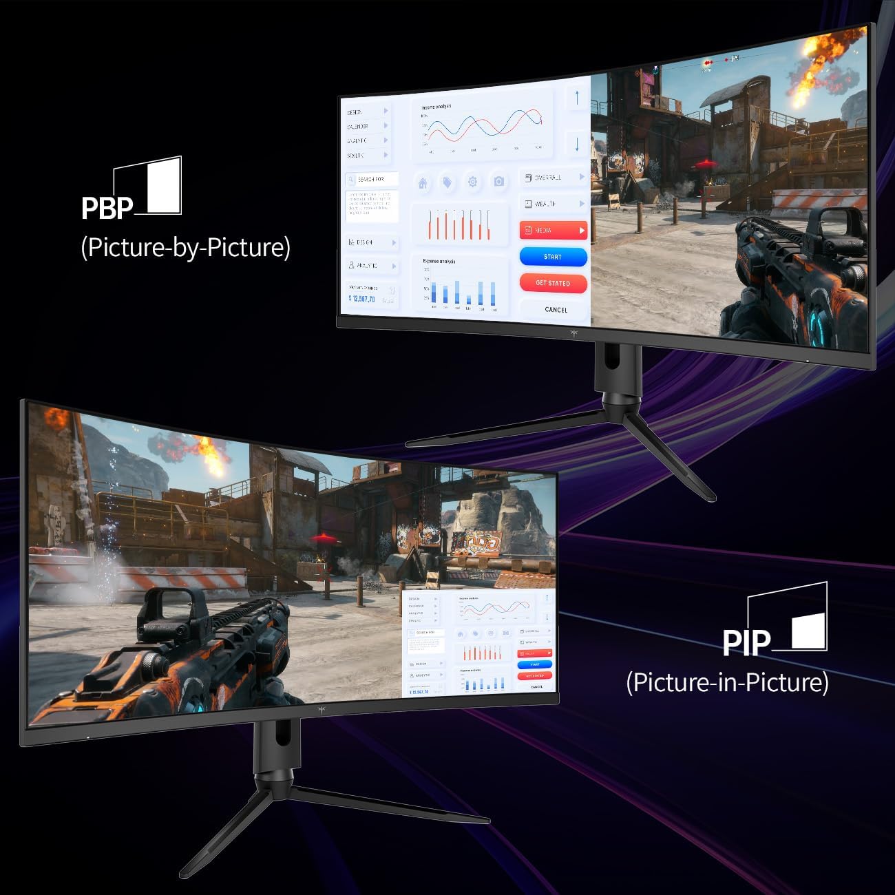 Thumbnail 5 de KTC 34 Inch Ultrawide Monitor H34S18S — 180Hz WQHD Curved Gaming Display