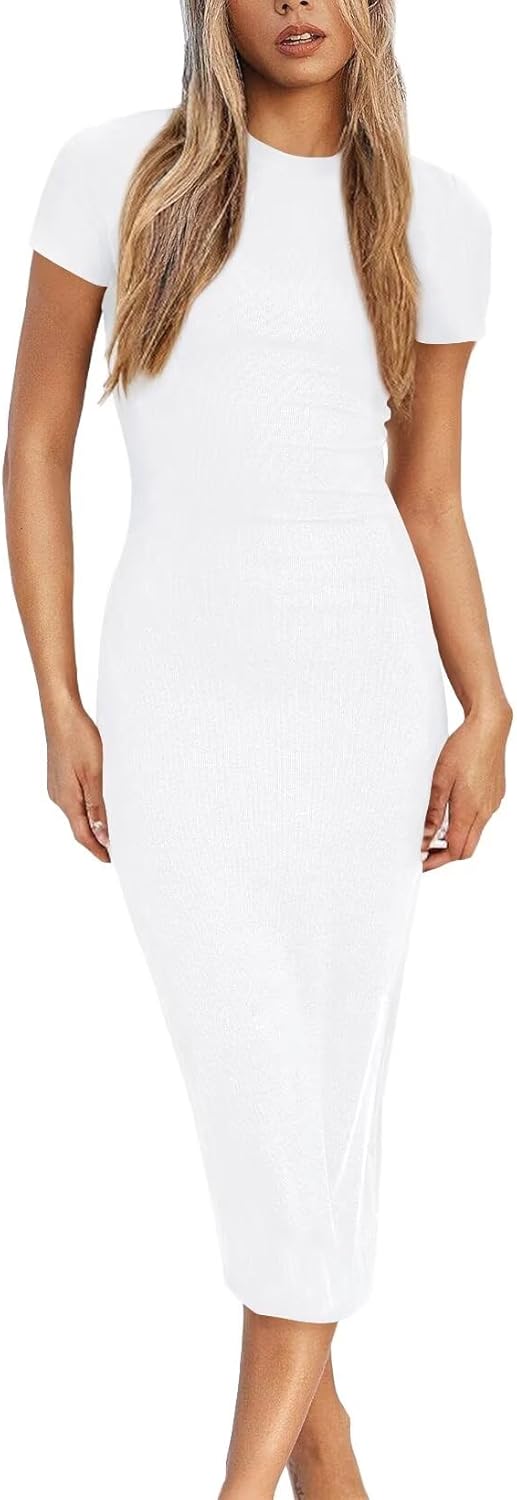 Thumbnail 5 de LACOZY Womens Summer Short Sleeve Midi Dress: Bodycon Pencil Fit for Semi-Formal to Casual